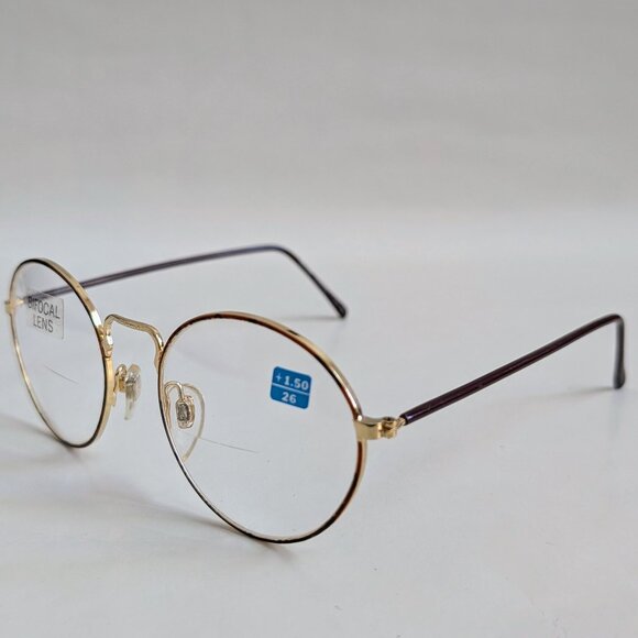 NWT Vintage 90's Round Metal Bi-Focal Reading Glasses (Gold/Tortuga) - Picture 3 of 5